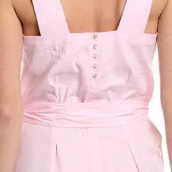 VINCE SQUARE NECK LINEN BLEND PINK MIDI DRESS size large brand new with tags - Picture 5 of 12